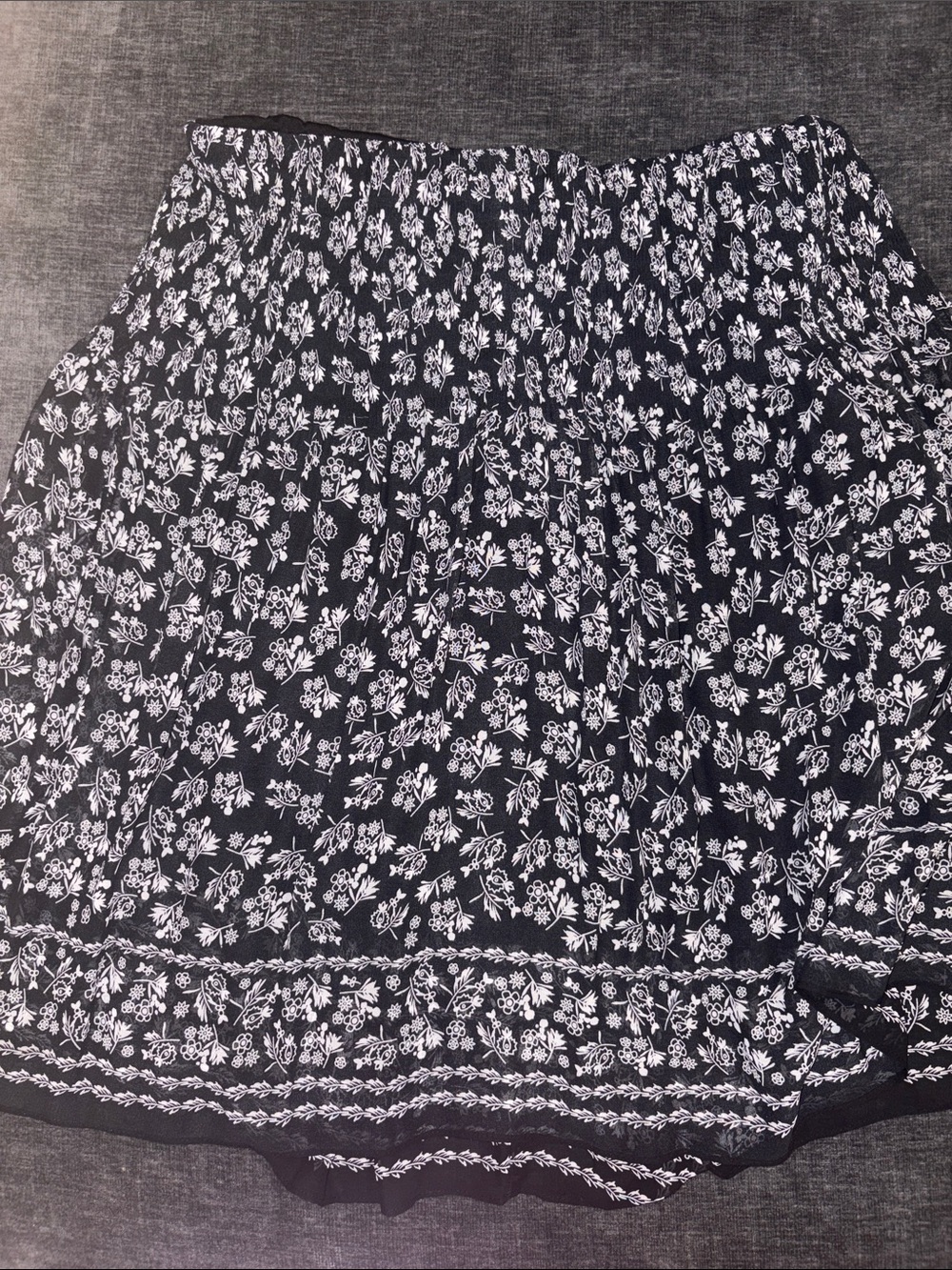 Black Floral Smocked Waist Circle Skirt